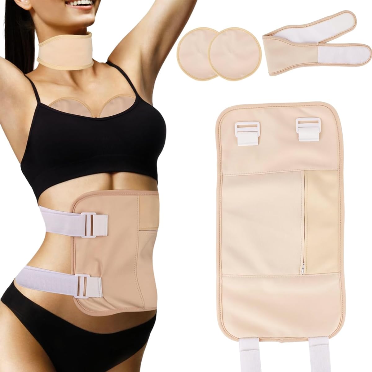 HANNEA 4 Pack Castor Oil Pack Wrap, Reusable Organic Castor Oil Pack Kit Chests Waist and Neck Wrap for Liver Detox, Waist and Neck with Adjustable Elastic Strap Anti Oil Leak, Khaki HANNEA 4 Pack Castor Oil Pack Wrap, Reusable Organic Castor Oil Pack Kit Chests Waist and Neck Wrap for Liver Detox, Waist and Neck with Adjustable Elastic Strap Anti Oil Leak, Khaki